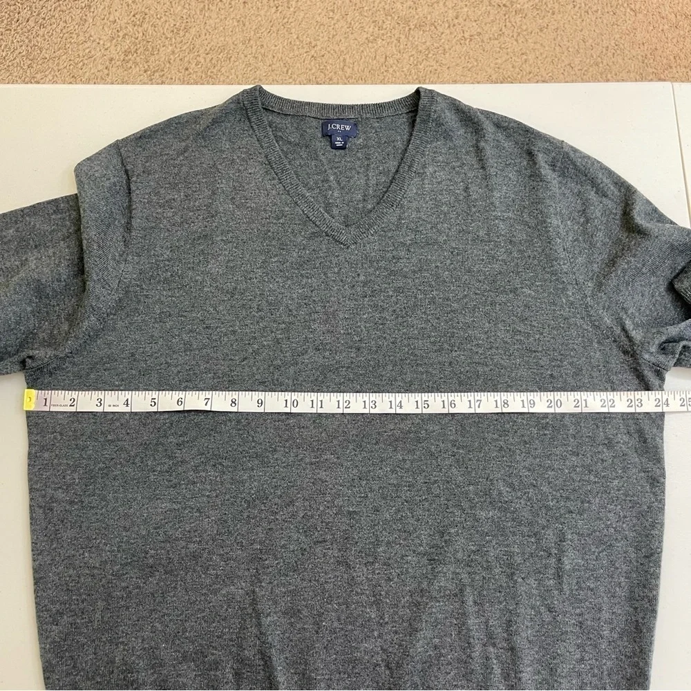 J. Crew Merino Wool Blend V-Neck Long Sleeve Sweater Size XL Gray Lightweight